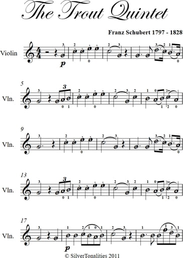 Trout Quintet Easy Violin Sheet Music - Franz Schubert
