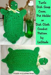Turtle DIsh Soap Cover, Hot Pad or Dish Cloth Crochet Pattern