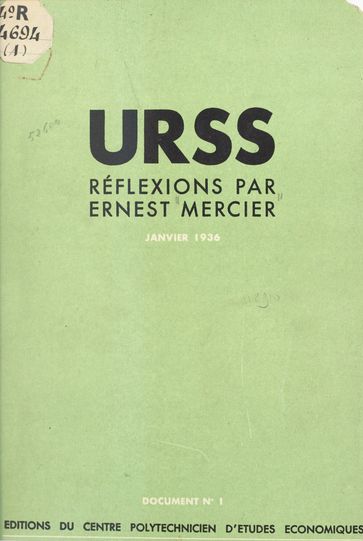 URSS, réflexions par Ernest Mercier - Ernest Mercier