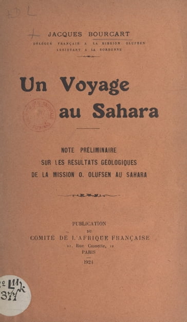 Un voyage au Sahara - Jacques Bourcart