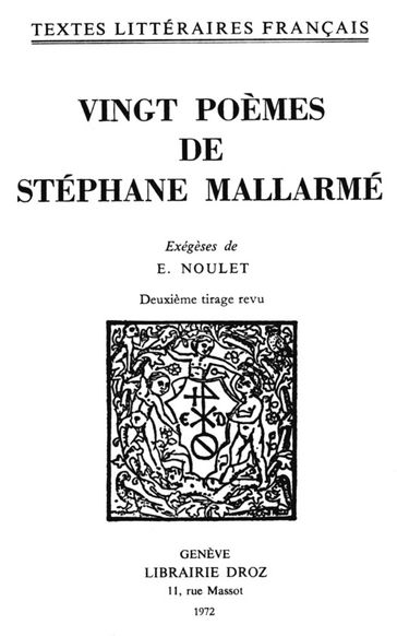 Vingt poèmes - Stéphane Mallarmé - Emilie Noulet