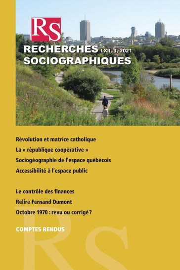 Volume 62, numéro 3, septembredécembre 2021 - Jacques Palard - Jean-Philippe Carlos - Raphael Pelletier - Sylvie Paré - Sandrine Mounier - Eriole-Zita Nonki-Tadida - Marcel Olscamp