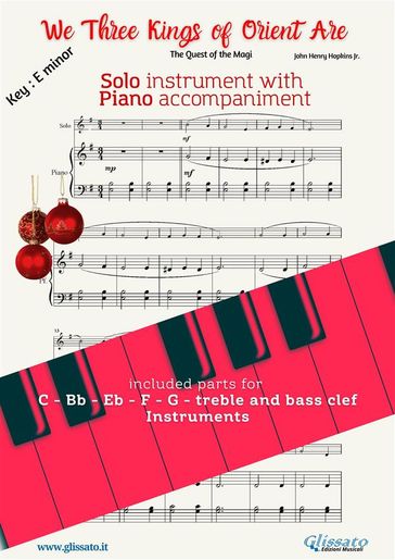 We Three Kings of Orient Are (key Em) for solo instrument w/ piano - John Henry Hopkins Jr.