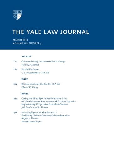 Yale Law Journal: Volume 122, Number 5 - March 2013 - Yale Law Journal
