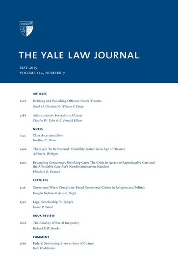 Yale Law Journal: Volume 124, Number 7 - May 2015 - Yale Law Journal