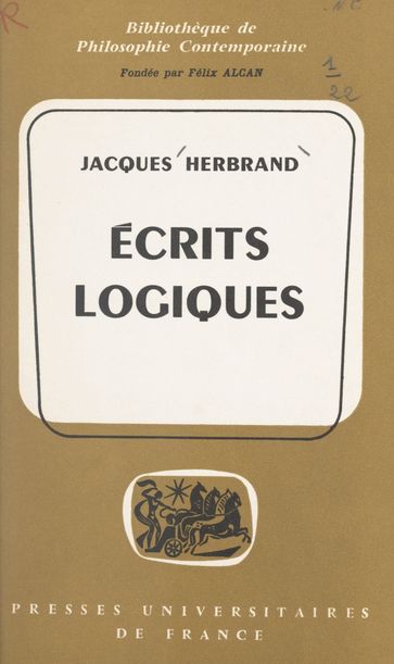 Écrits logiques - Claude Chevalley - Félix Alcan - Gaston Bachelard - Jacques Herbrand
