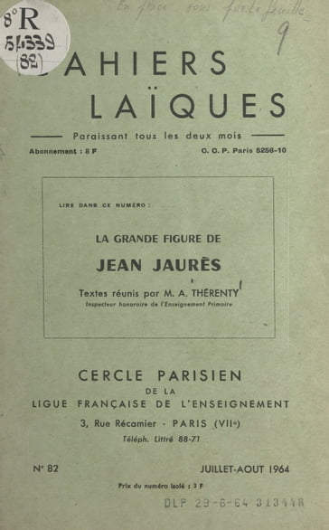 La grande figure de Jean Jaurès - Arthur Thérenty - Cercle parisien de la Ligue française de l