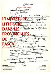 L imposture littéraire dans les Provinciales de Pascal