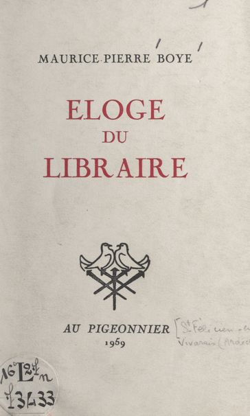Éloge du libraire - Maurice-Pierre Boyé