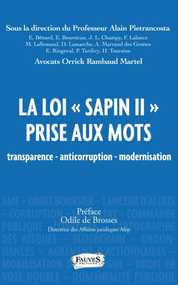 La loi "Sapin II" prise aux mots - Alain Pietrancosta