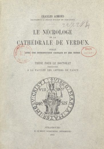 Le nécrologe de la cathédrale de Verdun - Charles Aimond
