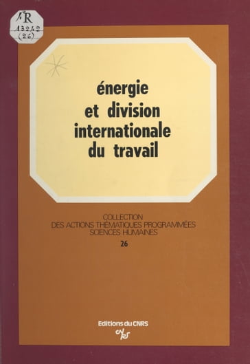 Énergie et division internationale du travail : essai de prospective des industries lourdes sur le pourtour méditerranéen - Jean-Charles Hourcade