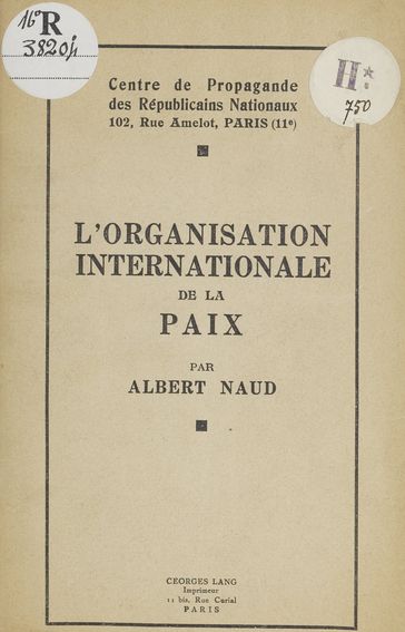 L'organisation internationale de la paix - Albert Naud