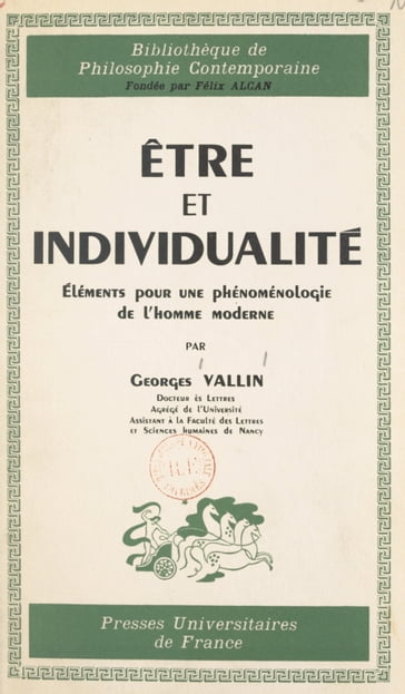 Être et individualité - Georges Vallin - Pierre-Maxime Schuhl
