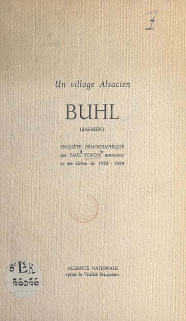 Un village Alsacien : Buhl (Bas-Rhin) - Paul Stroh